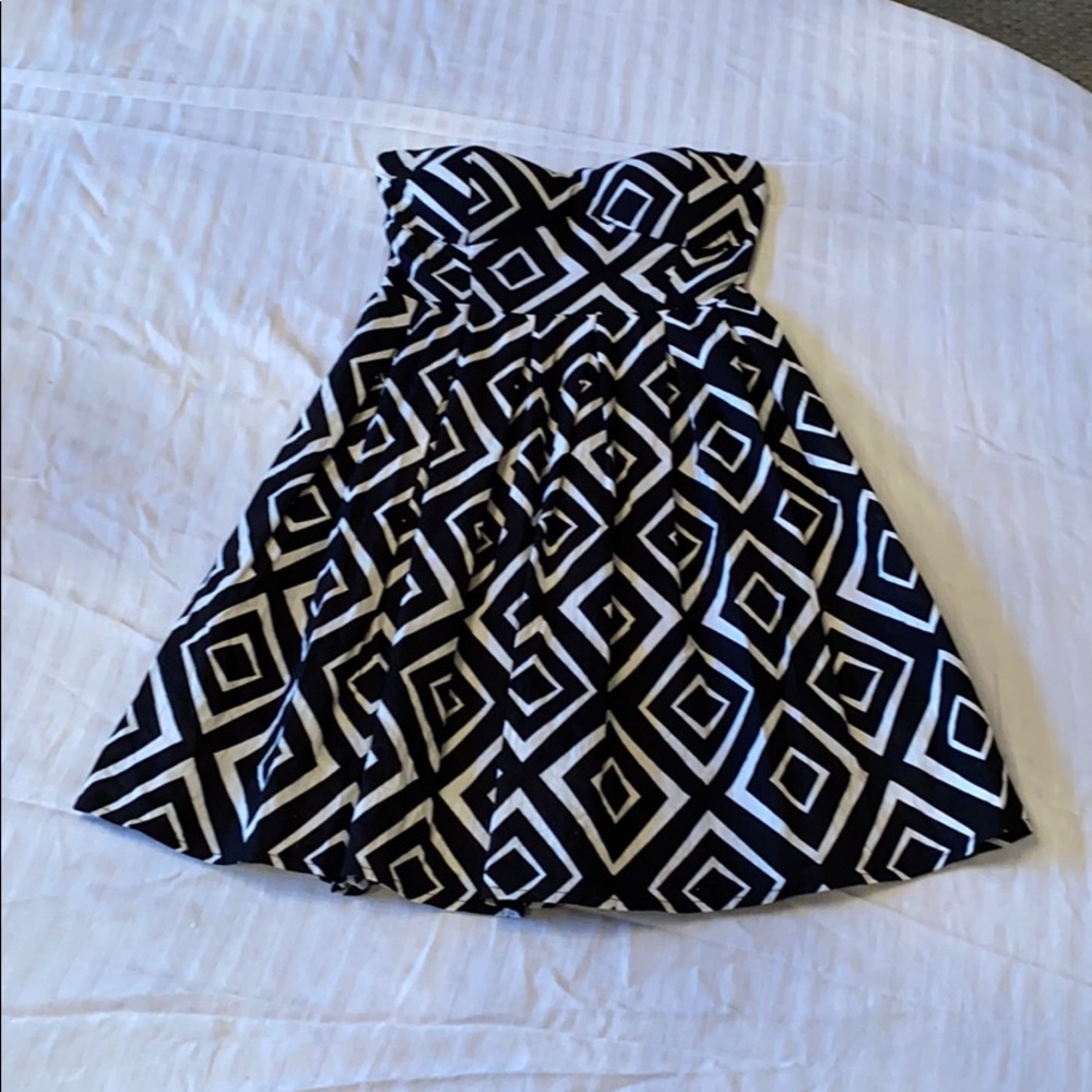 Black and White Strapless Dress
